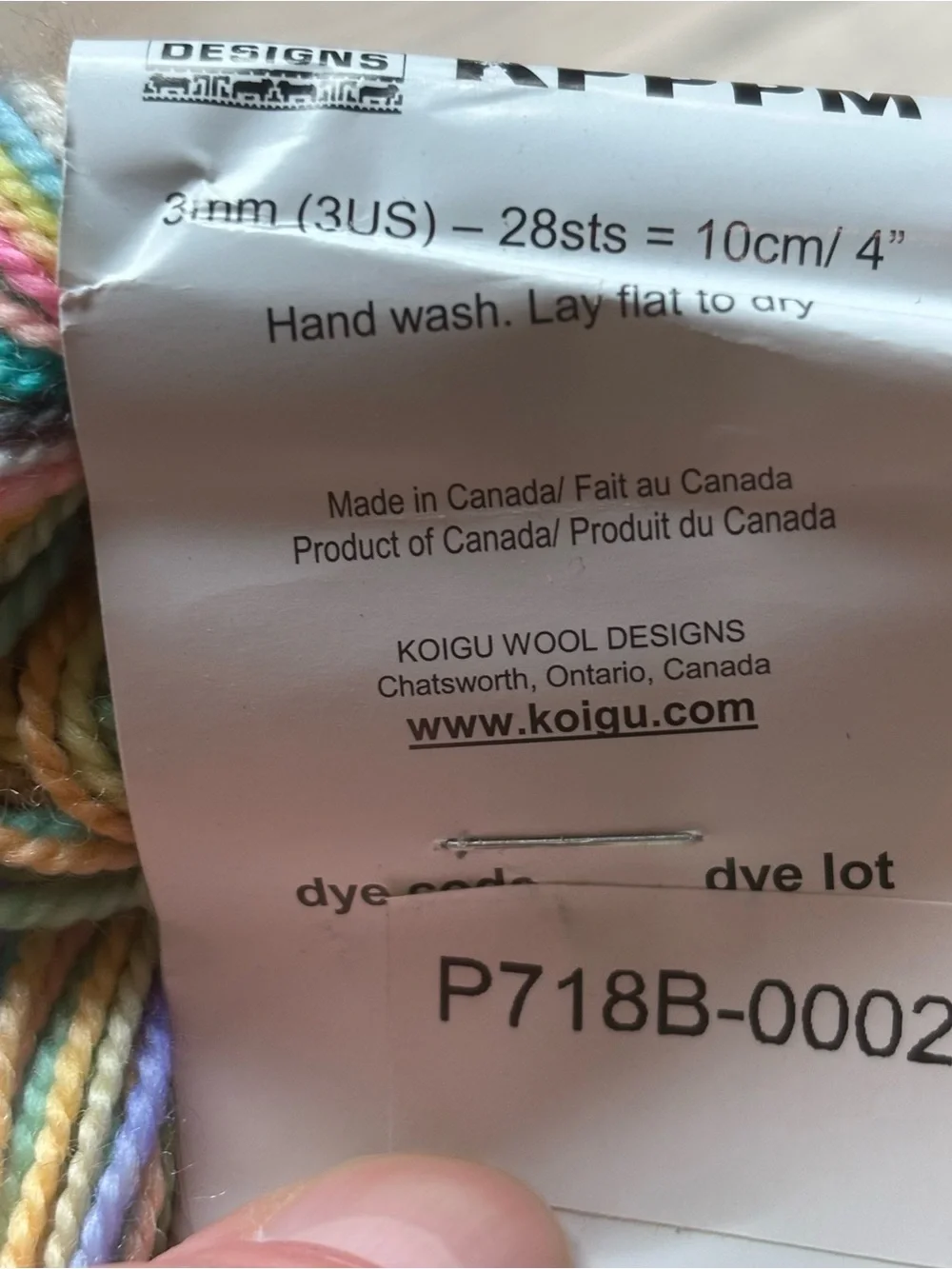 Koigu KPPPM Yarn 100% Merino Wool 175yds Variegated P718B-0002 Pastel Rainbow